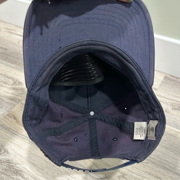 Timberland Cotton Flat Bill Trucker Hat Red Blue Adjustable One Size OSFM - Picture 8 of 9